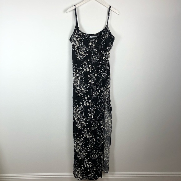 Reformation Harlowe black floral maxi slit dress - Picture 2 of 6